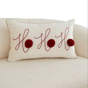 Ho Ho Ho Pom Pom Pillow Cover